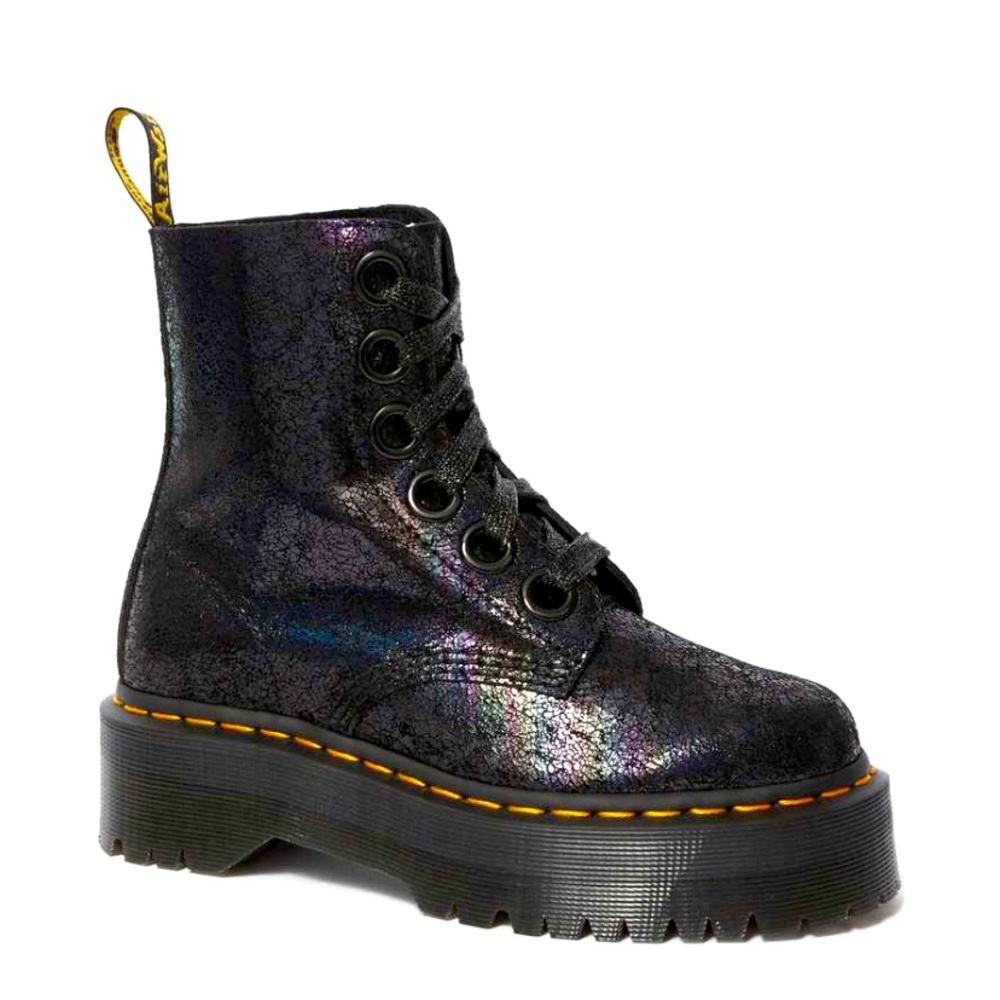 Dr. Martens Molly Iridescent Crackle Platform Boots US W 7